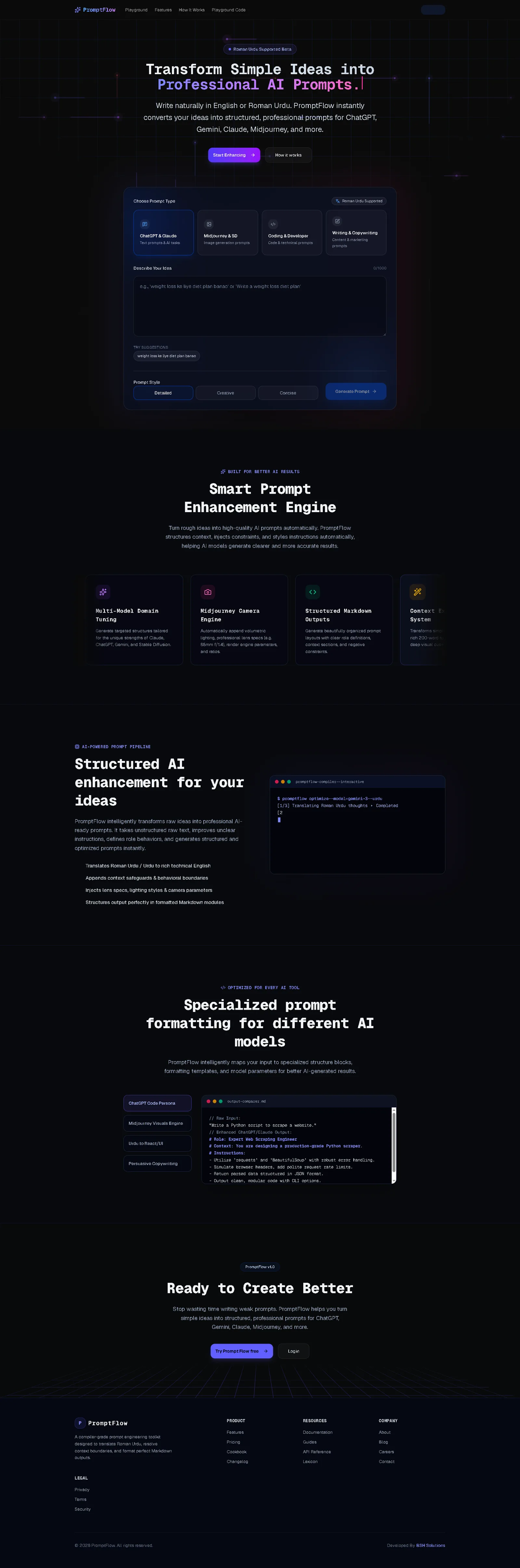 PromptFlow website screenshot